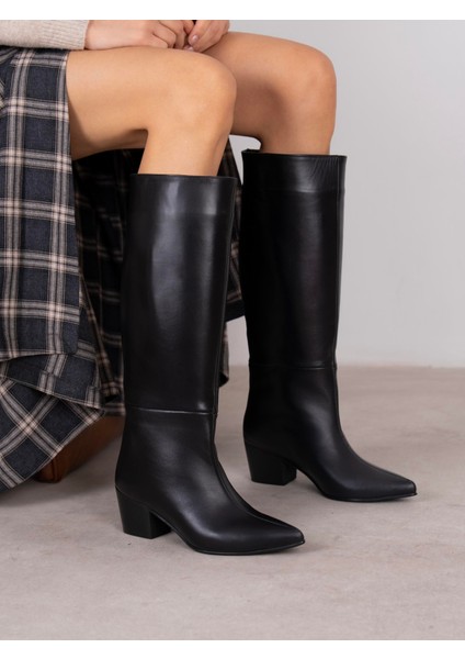 Espera Siyah Hakiki Deri Kadın Çizme