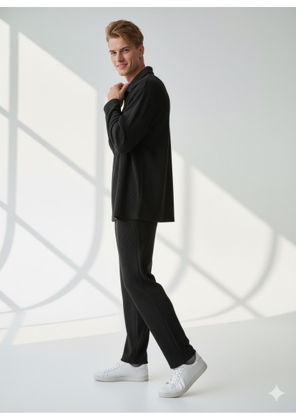 Unisex Fitilli Gömlek Yaka Uzun Kol Cepli Beli Lastikli 2'li Takım fiyatları