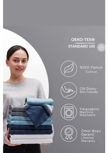 %100 Pamuk Nevresım Seti Saten 82 Tel Yumuşak & Nefes Alabilir Çift-Battal