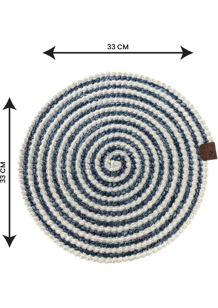 Homeinn 2 Kişilik Yuvarlak Amerikan Servis Leke Tutmaz - Supla Çizgili Mavi 33X33 cm