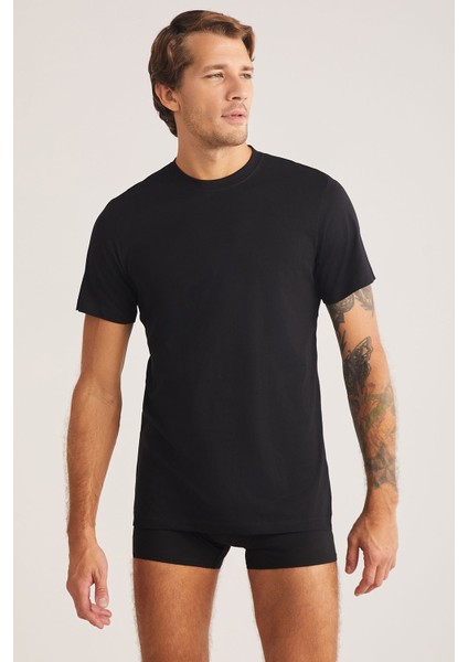 Eduardo Erkek Bisiklet Yaka Kısa Kollu %100 Pamuklu 2'li Tshirt Set