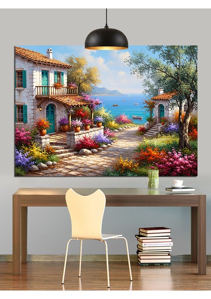 Yol Kenarı Eski Italyan Evleri Dekoratif Kanvas - Mdf Ahşap Tablo fiyatları
