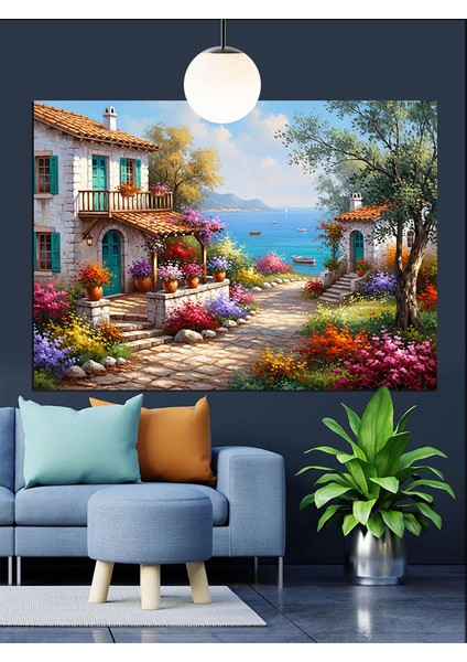 Yol Kenarı Eski Italyan Evleri Dekoratif Kanvas - Mdf Ahşap Tablo modelleri