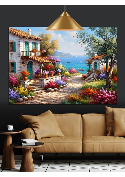 Yol Kenarı Eski Italyan Evleri Dekoratif Kanvas - Mdf Ahşap Tablo fırsatları