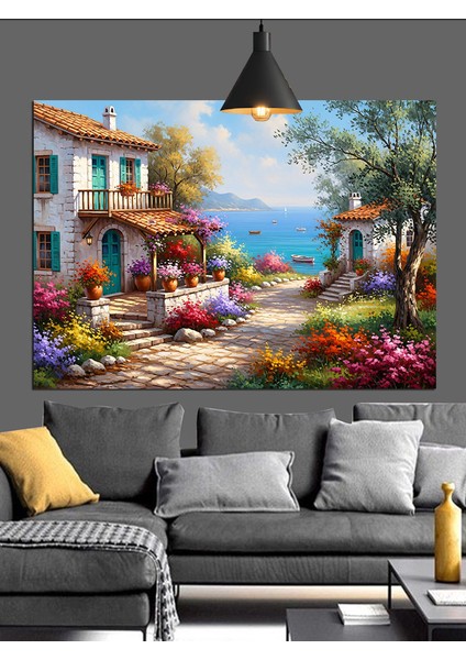 Yol Kenarı Eski Italyan Evleri Dekoratif Kanvas - Mdf Ahşap Tablo indirimleri