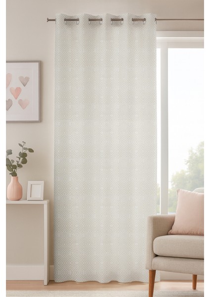 Como Halkalı Fon Perde Krem 140X260