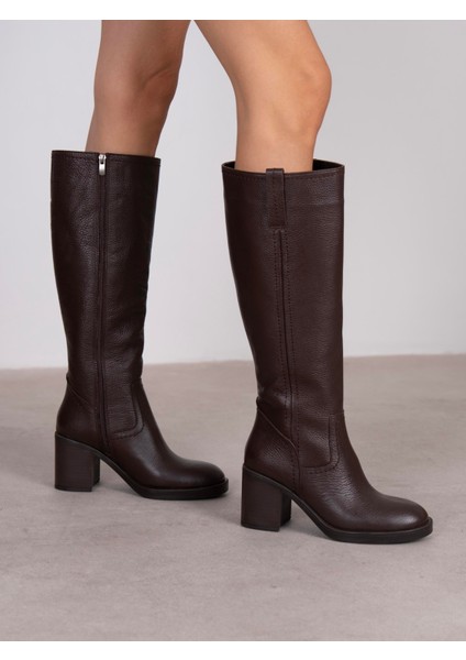 Nives Kahve Hakiki Deri Kadın Çizme fiyatları
