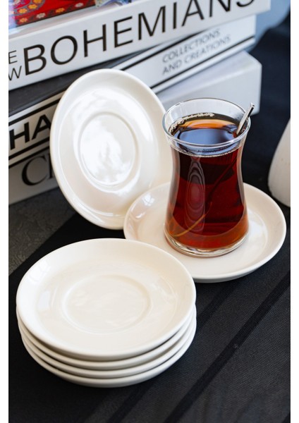 Rüya Yalın 6 Adet 12 cm Porselen Çay Tabağı Kırık Beyaz fiyatları