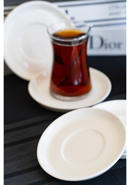 Rüya Yalın 6 Adet 12 cm Porselen Çay Tabağı Kırık Beyaz fırsatları