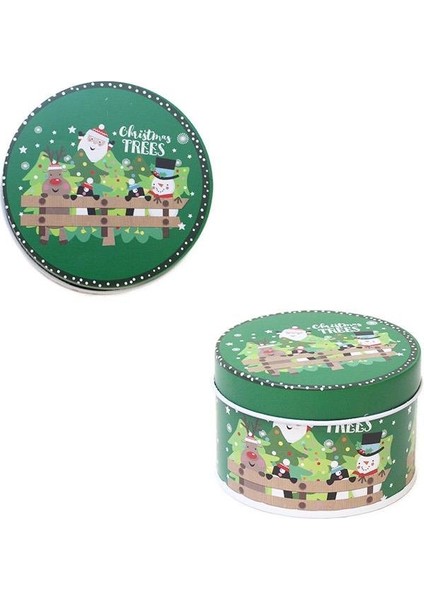 Yılbaşı Temalı Mini Yuvarlak Teneke Kutu Kardan Adam Desenli Yeşil 5 cm fiyatları