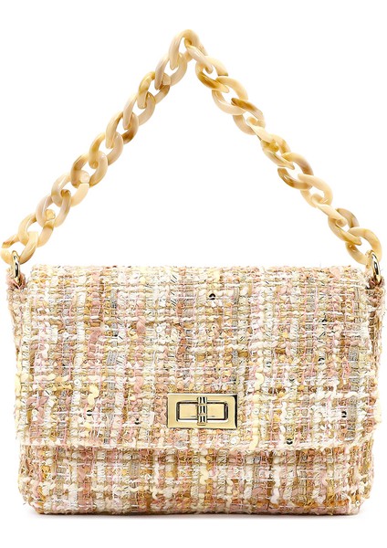 Kadın Pembe Uzun Askılı Desenli Kumaş Çapraz Çanta 25SBD23726F fırsatları