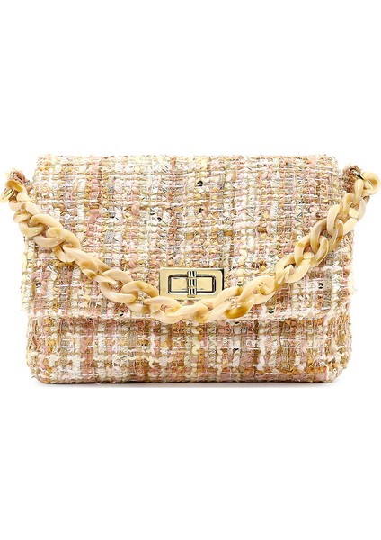 Kadın Pembe Uzun Askılı Desenli Kumaş Çapraz Çanta 25SBD23726F indirimleri