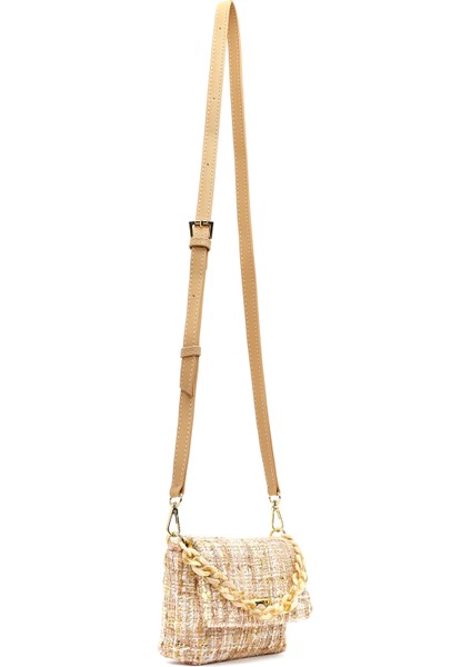 Kadın Pembe Uzun Askılı Desenli Kumaş Çapraz Çanta 25SBD23726F