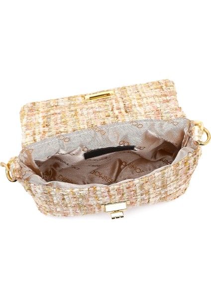 Kadın Pembe Uzun Askılı Desenli Kumaş Çapraz Çanta 25SBD23726F