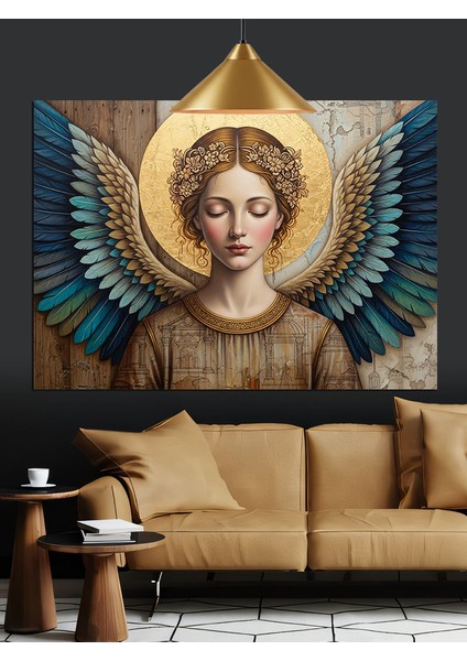 Melek Kadın Halosu Işık Dekoratif Kanvas - Mdf Ahşap Tablo fiyatları