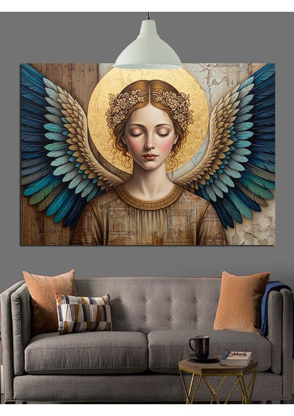 Melek Kadın Halosu Işık Dekoratif Kanvas - Mdf Ahşap Tablo fırsatları