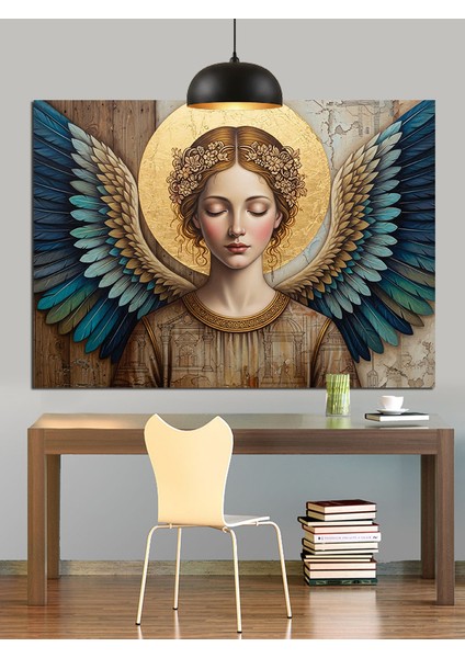 Melek Kadın Halosu Işık Dekoratif Kanvas - Mdf Ahşap Tablo indirimleri