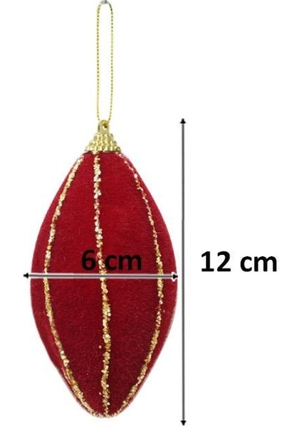 Yılbaşı Ağaç Süsü Simli Kadife Damla Sarkıt Dekoratif Süs Bordo 12 cm 3'lü fiyatları