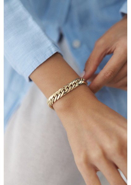 14 Ayar Altın Balık Sırtı Gurmet Bileklik