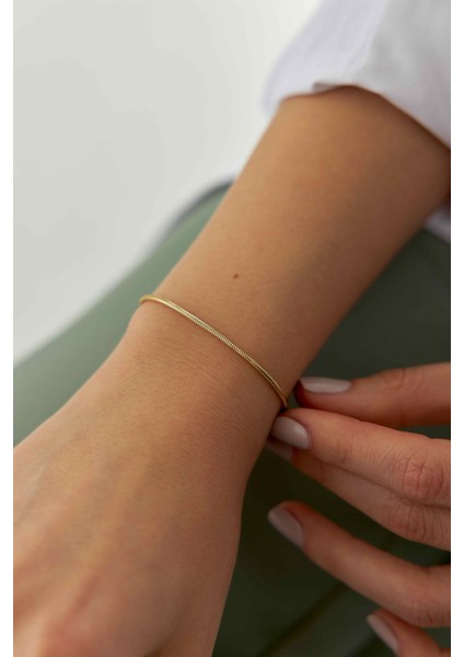 14 Ayar Altın Yuvarlak Balık Sırtı Bileklik fiyatları