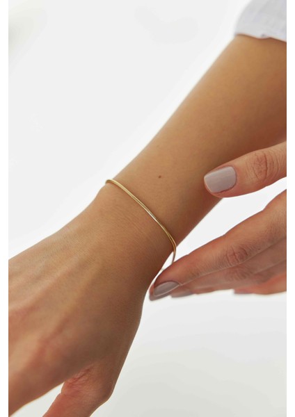 14 Ayar Altın Yuvarlak Balık Sırtı Bileklik modelleri