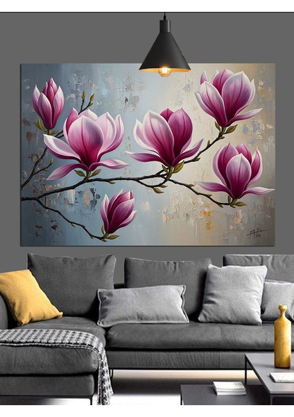 Manolya Ağacı Bahar Çiçekleri Dekoratif Kanvas - Mdf Ahşap Tablo fiyatları