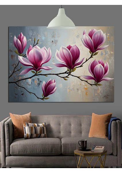 Manolya Ağacı Bahar Çiçekleri Dekoratif Kanvas - Mdf Ahşap Tablo modelleri