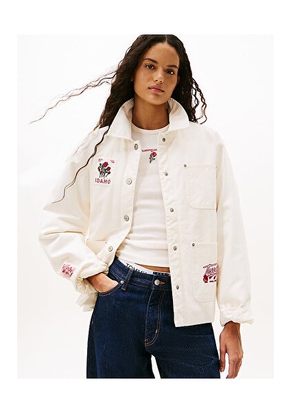 Kadın Antik Beyaz Overshirt Ceket