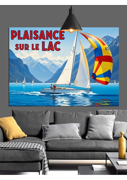 Denizde Yelkenli Tekne Posteri Dekoratif Kanvas - Mdf Ahşap Tablo modelleri