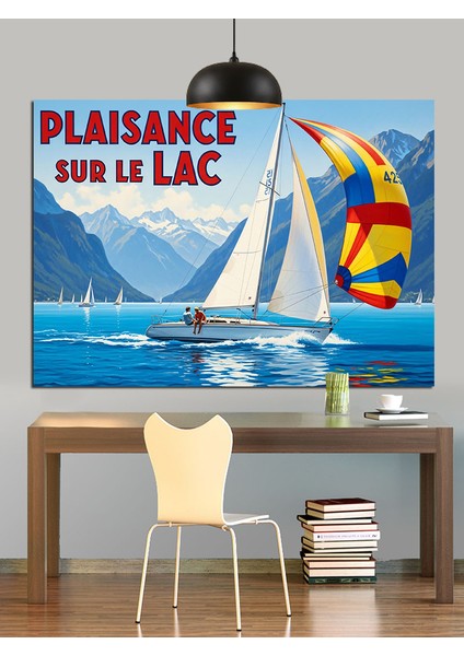 Denizde Yelkenli Tekne Posteri Dekoratif Kanvas - Mdf Ahşap Tablo indirimleri