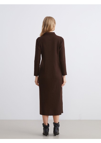 Yeni Sezon Polo Yaka Fitilli Triko Elbise fırsatları