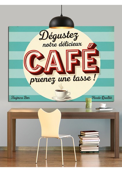 Retro Fransız Kafe Reklamı Dekoratif Kanvas - Mdf Ahşap Tablo fiyatları