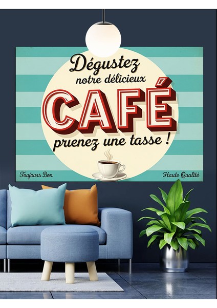 Retro Fransız Kafe Reklamı Dekoratif Kanvas - Mdf Ahşap Tablo modelleri