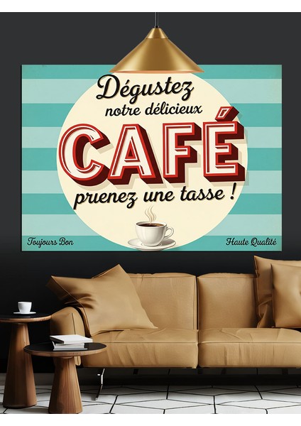 Retro Fransız Kafe Reklamı Dekoratif Kanvas - Mdf Ahşap Tablo fırsatları