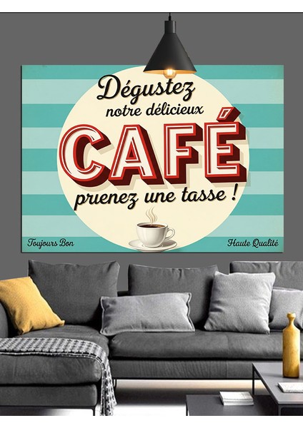 Retro Fransız Kafe Reklamı Dekoratif Kanvas - Mdf Ahşap Tablo indirimleri