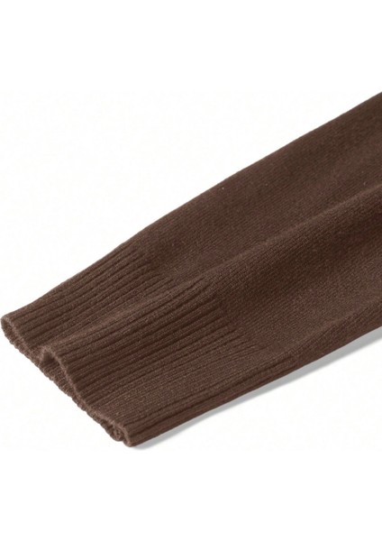 Erkek Kahverengi Regular Fit Yarım Pat Fermuarlı Yaka Triko Kazak fırsatları