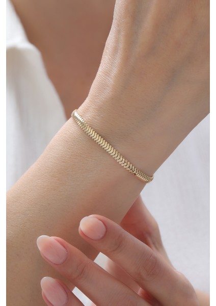 14 Ayar Altın Italyan Balık Sırtı Bileklik modelleri