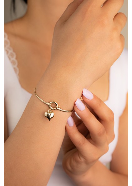 Kadın Gold Altın Balık Sırtı Kalp Bileklik fırsatları