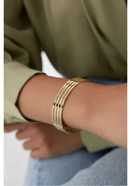 14 Ayar Altın Ajda Kelepçe Dört Sıra