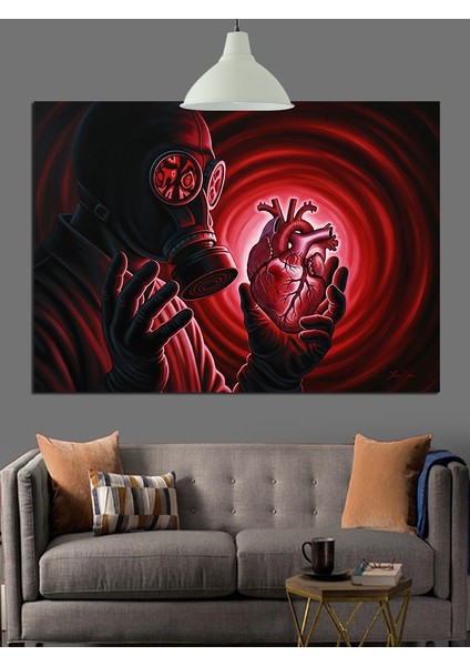 Gaz Maskesi ve Karanlık Figür Dekoratif Kanvas - Mdf Ahşap Tablo fiyatları