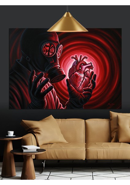 Gaz Maskesi ve Karanlık Figür Dekoratif Kanvas - Mdf Ahşap Tablo indirimleri