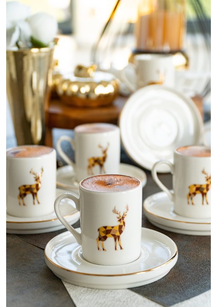 Geyik 12 Parça 6 Kişilik Porselen Kahve Fincan Takımı fiyatları