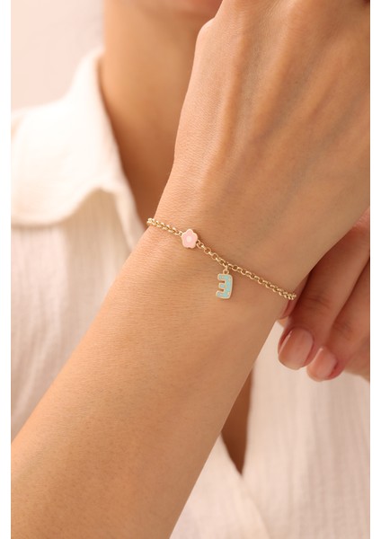 14 Ayar Altın Doch Zincir Harf Sallantılı Çocuk Bilekliği