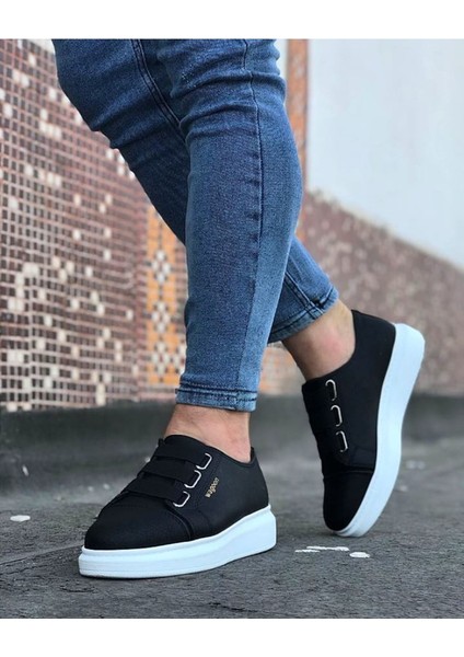 WG026 Siyah Kalın Taban Casual Erkek Ayakkabı modelleri