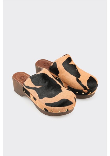 Taba Hayvan Desenli Deri Kadın Terlik fiyatları