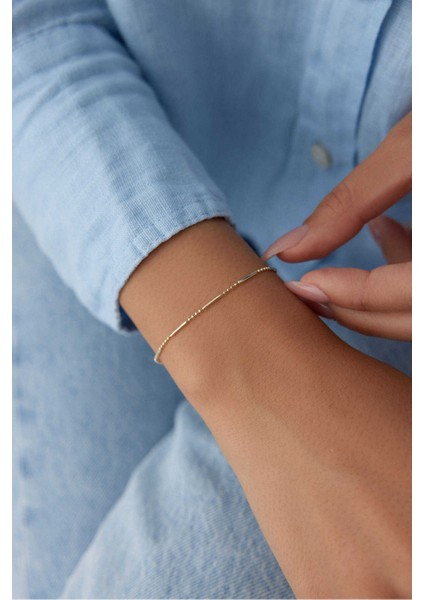 14 Ayar Altın Golf Zincir Çubuk Bileklik fiyatları