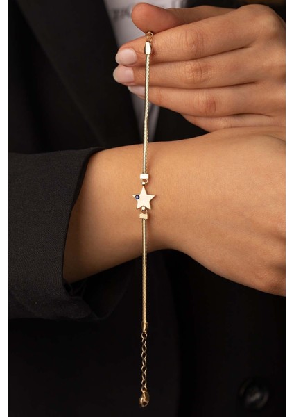 14 Ayar Altın Balık Sırtı Zincir Yıldız Bileklik modelleri