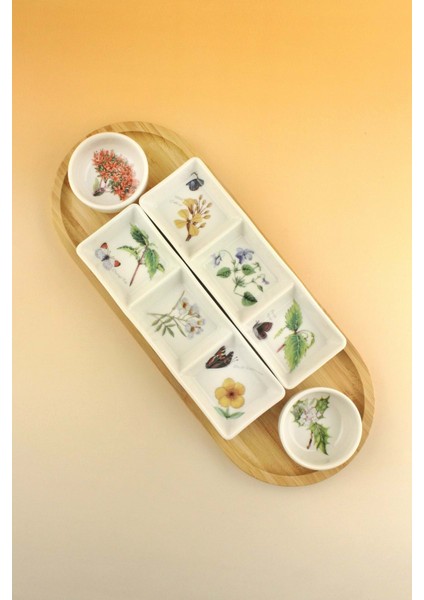 Botanik Bambu Standlı Porselen Sosluk Seti fiyatları