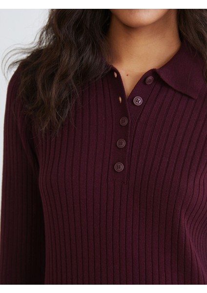 Yeni Sezon Polo Yaka Fitilli Triko Elbise modelleri