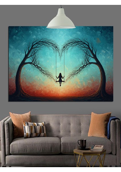 Salıncakta Sallanan Silüet Figürü Dekoratif Kanvas - Mdf Ahşap Tablo modelleri